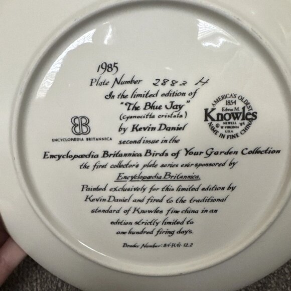 Knowles Kevin Daniel The Blue Jay Birds of your Garden Collection 1985 - Picture 2 of 2